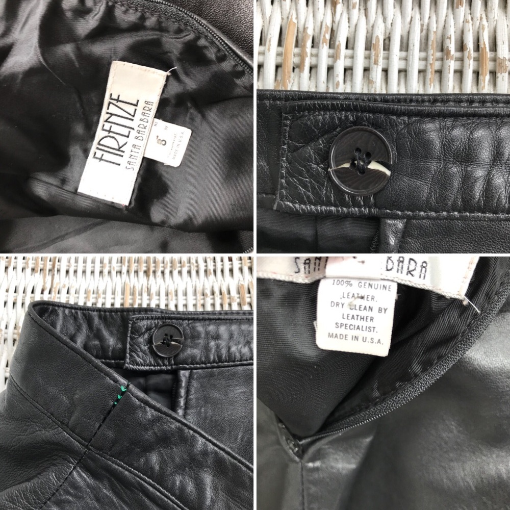 🔥Vintage Couture Black Leather High-Waisted Pencil Skirt w Front Slit - Picture 8 of 10
